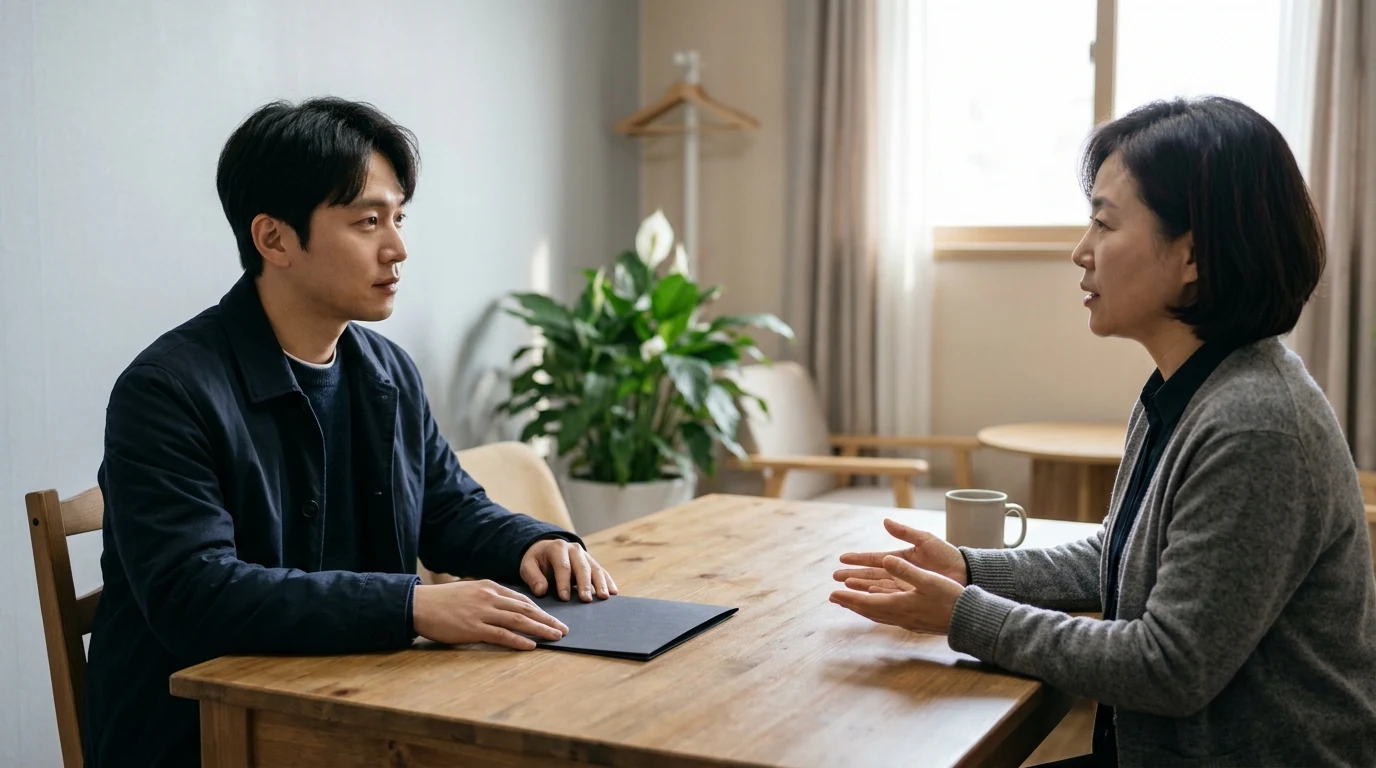실업급여 종료 후 참여 유형과 신청 시점을 상담하는 구직자의 모습.